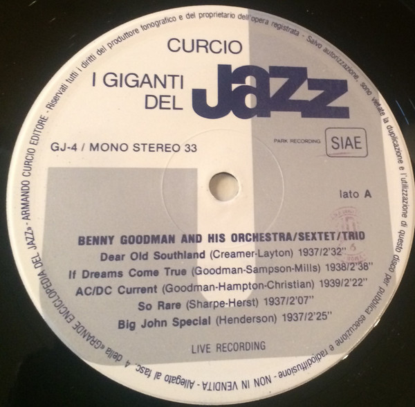 Cover zu Benny Goodman - Masters Of Jazz | Vinyl | Jazz | Italy