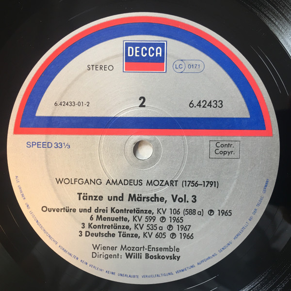 Cover zu Wolfgang Amadeus Mozart, Wiener Mozart Ensemble, Willi Boskovsky - Tänze Und Märsche Vol.3 | Vinyl | Classical | Germany