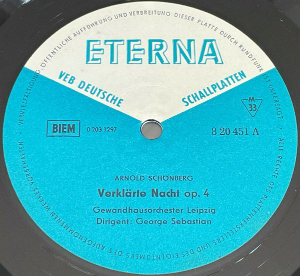 Cover zu Arnold Schoenberg / Gustav Mahler - Verklärte Nacht Op. 4 / Sinfonie Nr. 10 (Posth) Adagio | 1964 | Vinyl | Classical | German Democratic Republic (GDR) Schallplatten Ankauf
