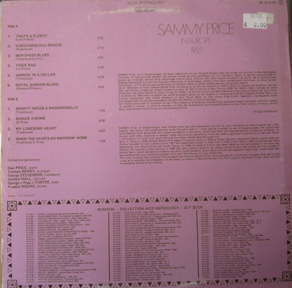 Cover zu Sammy Price - In Europe 1955 | 1976 | Vinyl | Jazz, Blues | France Schallplatten Ankauf