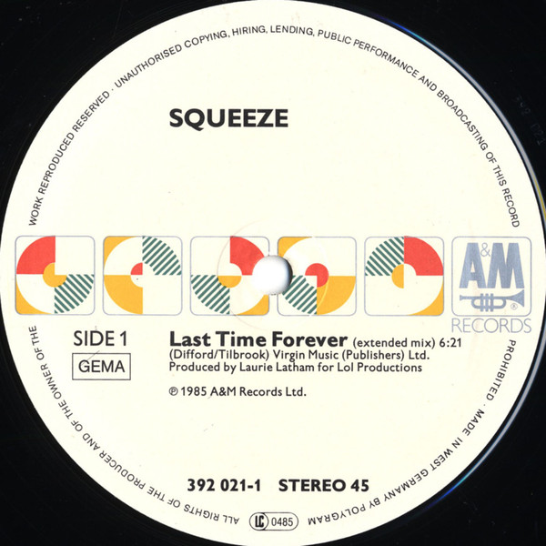 Cover zu Squeeze (2) - Last Time Forever | 1985 | Vinyl | Electronic, Rock | Germany Schallplatten Ankauf