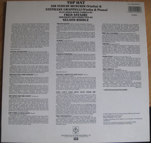 Cover zu Yehudi Menuhin & Stéphane Grappelli, Nelson Riddle - Top Hat | Vinyl | Jazz | UK Schallplatten Ankauf