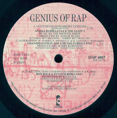 Cover zu Various - Genius Of Rap | 1982 | Vinyl | Hip Hop, Funk / Soul | UK