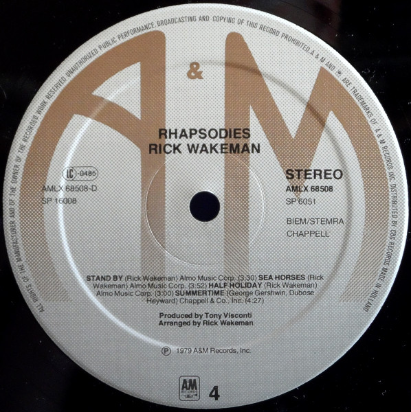 Cover zu Rick Wakeman - Rhapsodies | 1979 | Vinyl | Rock | Europe