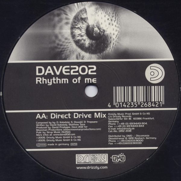Cover zu Dave 202 - Rhythm Of Me | 2005 | Vinyl | Electronic | Germany Schallplatten Ankauf