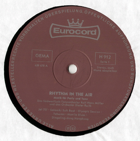 Cover zu Südwestfunk Tanzorchester / Orchester Dieter Reith - Rhythm In The Air | 1968 | Vinyl | Jazz | Germany Schallplatten Ankauf