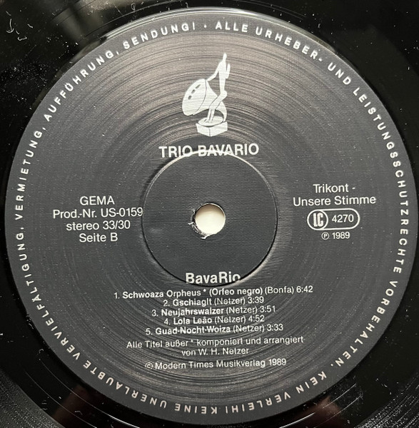 Cover zu Trio Bavario - BavaRio | 1989 | Vinyl | Folk, World, & Country | Germany