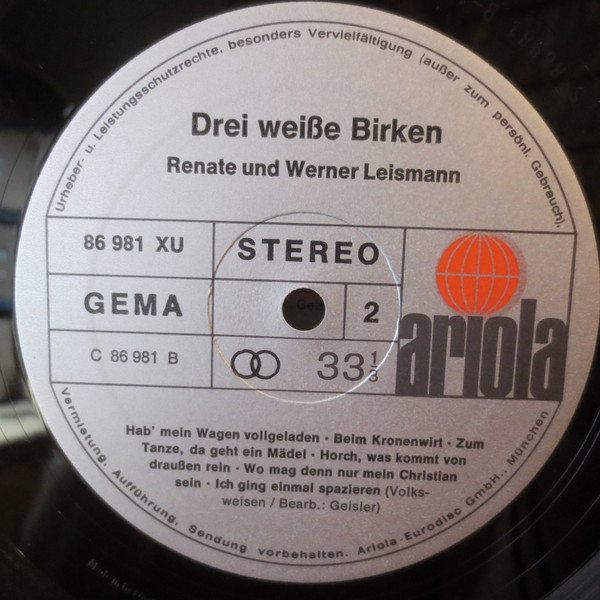 Cover zu Renate Und Werner Leismann - Drei Weisse Birken | 1969 | Vinyl | Pop | Germany