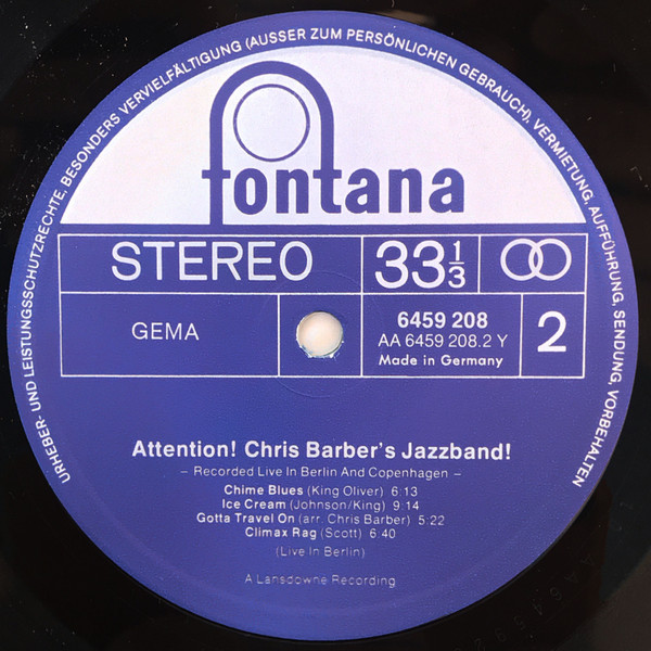Cover zu Chris Barber's Jazz Band - Recorded Live In Berlin And Copenhagen | Vinyl | Jazz | Germany