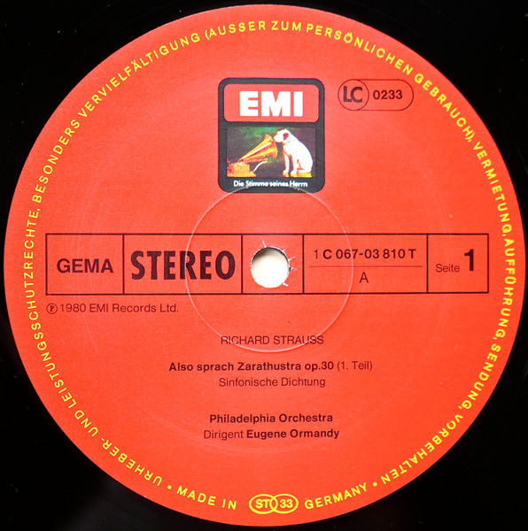 Cover zu Richard Strauss, Eugene Ormandy, The Philadelphia Orchestra - Also Sprach Zarathustra | 1980 | Vinyl | Classical | Germany