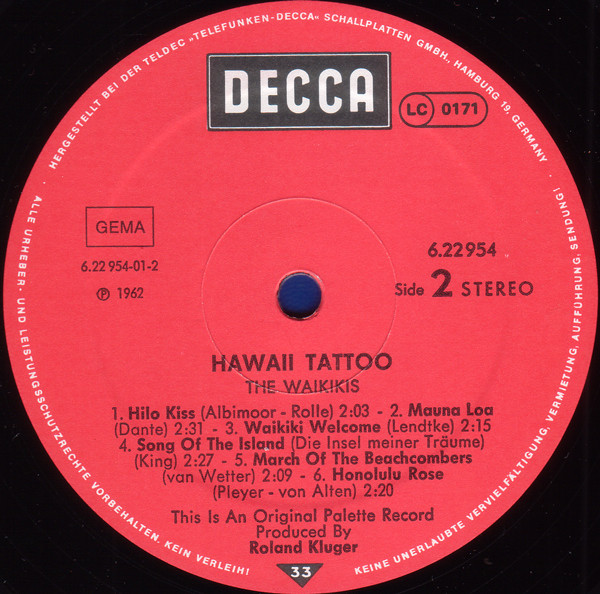 Cover zu The Waikiki's - Hawaii Tattoo | Vinyl | Jazz, Pop | Germany