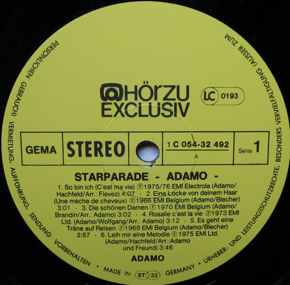 Cover zu Adamo - Adamo | Vinyl | Pop | Germany