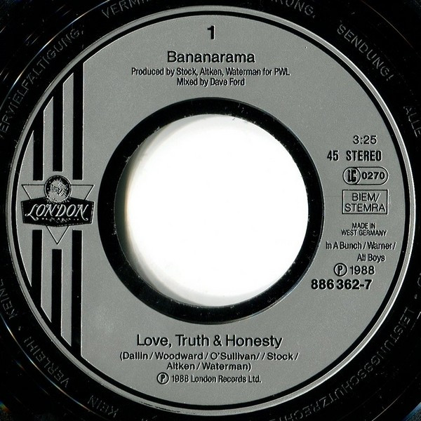 Cover zu Bananarama - Love, Truth & Honesty | 1988 | Vinyl | Electronic, Rock | Germany