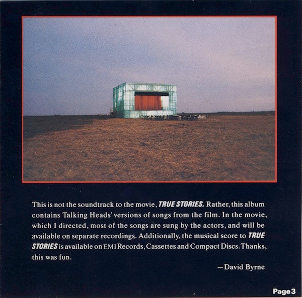 Cover zu Talking Heads - True Stories | 1986 | Vinyl | Rock | Europe