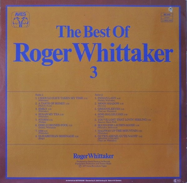 Cover zu Roger Whittaker - The Best Of Roger Whittaker 3 | 1977 | Vinyl | Pop, Folk, World, & Country | Germany Schallplatten Ankauf