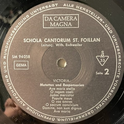 Cover zu Tomás Luis De Victoria, Cristóbal de Morales, Schola Cantorum St. Foillan Aachen, Willi Eschweiler - Spanische Polyphonie Im XVI. Jahrhundert | Vinyl | Classical | Germany