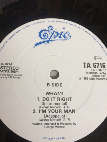Cover zu Wham! - I'm Your Man | 1985 | Vinyl, 12