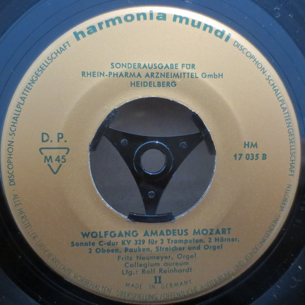 Cover zu Wolfgang Amadeus Mozart - Fritz Neumeyer, Collegium Aureum Leitung: Rolf Reinhardt - Sonate C-Dur KV 278 / Sonate C-Dur KV 329 | Vinyl | Classical | Germany