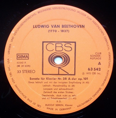 Cover zu Rudolf Serkin, Ludwig van Beethoven - Sonaten Für Klavier Nr.28 A-Dur op. 101 - Nr.31 As-Dur op.110 | 1975 | Vinyl | Classical | Germany Schallplatten Ankauf