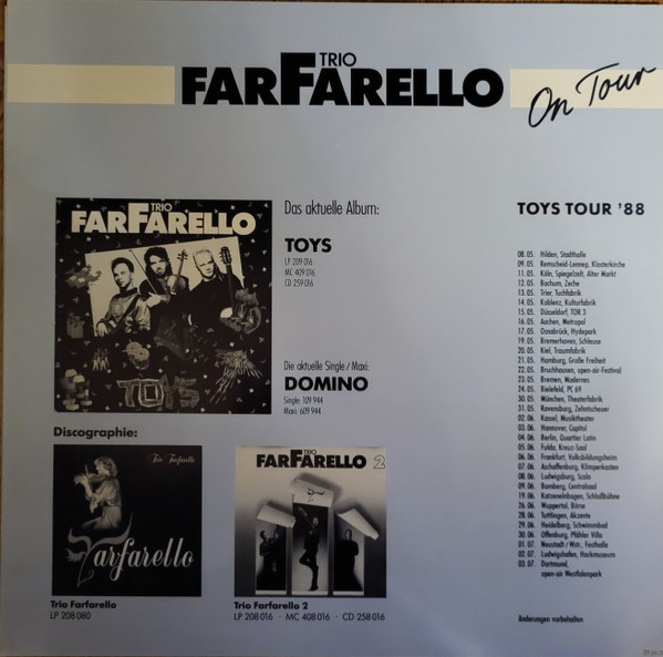 Cover zu Trio Farfarello - Toys | 1988 | Vinyl | Rock, Folk, World, & Country | Germany