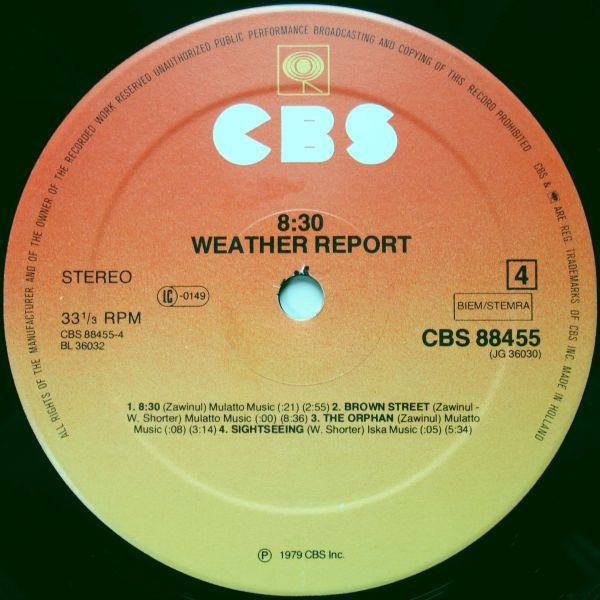 Cover zu Weather Report - 8:30 | 1979 | Vinyl | Jazz | Europe