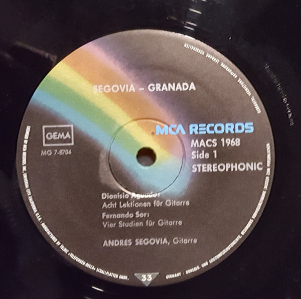 Cover zu Andrés Segovia - Granada | 1970 | Vinyl | Classical | Germany