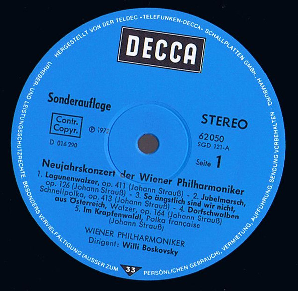 Cover zu Willi Boskovsky / Wiener Philharmoniker - Neujahrskonzert | 1972 | Vinyl | Classical | Germany