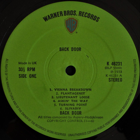 Cover zu Back Door - Back Door | 1973 | Vinyl | Jazz, Rock | UK