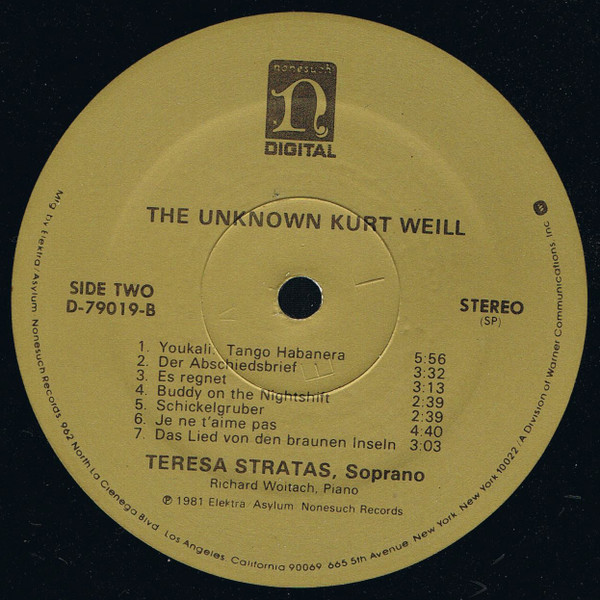 Cover zu Teresa Stratas, Kurt Weill - The Unknown Kurt Weill | 1981 | Vinyl | Classical, Stage & Screen | US