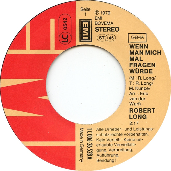 Cover zu Robert Long - Wenn Man Mich Mal Fragen Würde | 1979 | Vinyl | Pop | Germany Schallplatten Ankauf
