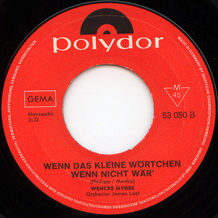 Cover zu Wencke Myhre - Sie Trägt Ein Ding Dong Bama Lama Sing Song Teeny Weeny Flower Power Kleid | 1968 | Vinyl, 45 RPM, 7