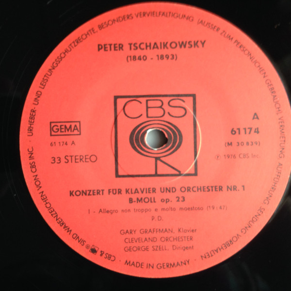 Cover zu Pyotr Ilyich Tchaikovsky, Gary Graffman / George Szell, The Cleveland Orchestra - Konzert Für Klavier Und Orchester Nr. 1 In B-moll Op. 23 | 1976 | Vinyl | Classical | Germany