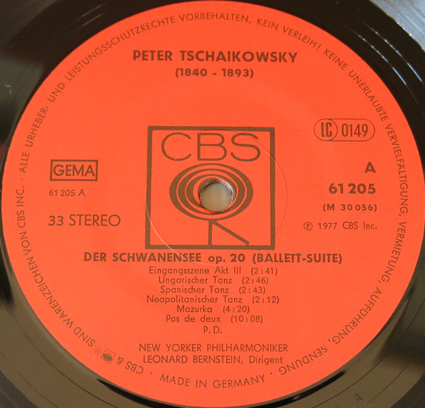 Cover zu Pyotr Ilyich Tchaikovsky - Leonard Bernstein, New York Philharmonic - Der Schwanensee Op. 20 (Ballett-Suite) | 1977 | Vinyl | Classical | Germany