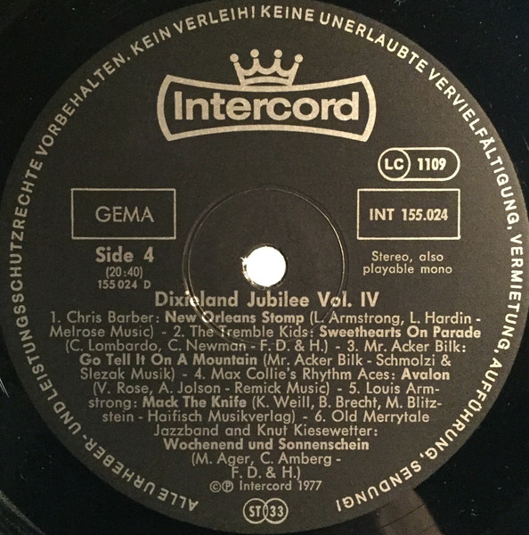Cover zu Various - Dixieland Jubilee Vol. IV | 1977 | Vinyl | Jazz, Blues | Germany