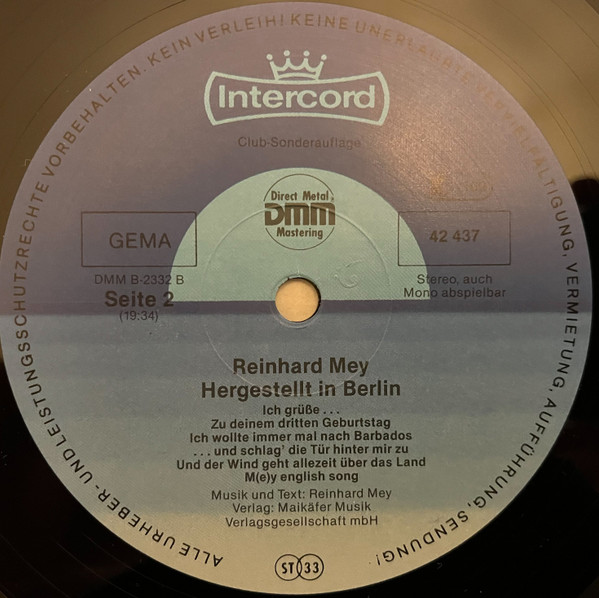 Cover zu Reinhard Mey - Hergestellt In Berlin | 1985 | Vinyl | Folk, World, & Country | Germany