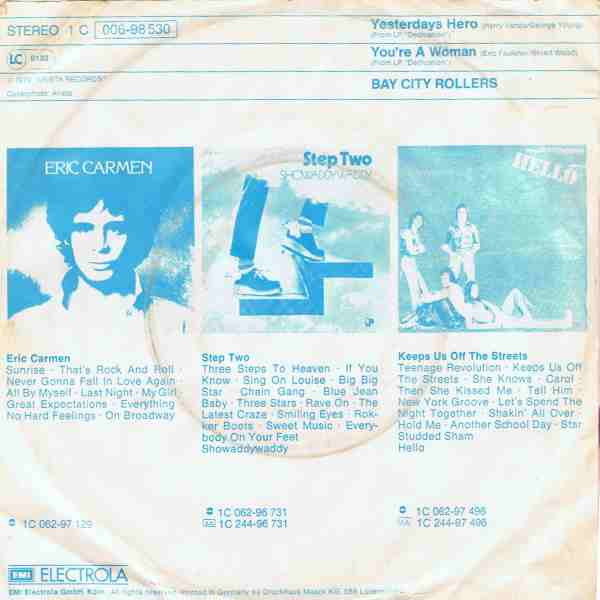Cover zu Bay City Rollers - Yesterdays Hero | 1976 | Vinyl | Rock | Germany Schallplatten Ankauf