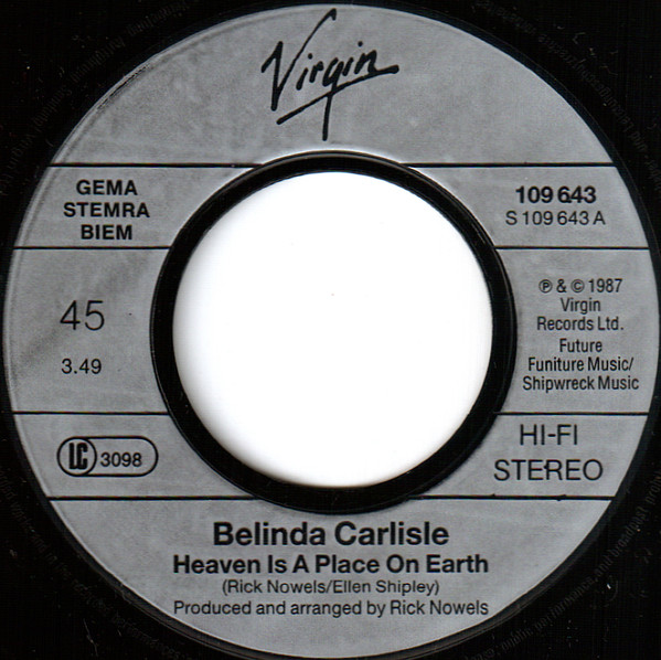 Cover zu Belinda Carlisle - Heaven Is A Place On Earth | 1987 | Vinyl, Stereo, 45 RPM, 7