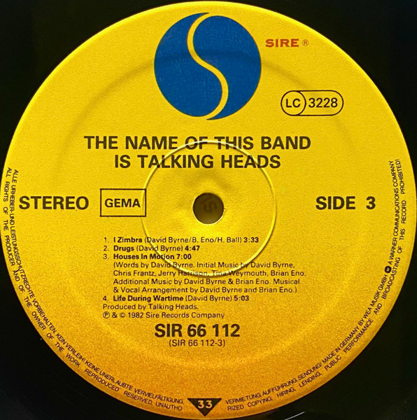 Cover zu Talking Heads - The Name Of This Band Is Talking Heads | 1982 | Vinyl | Rock | Germany Schallplatten Ankauf