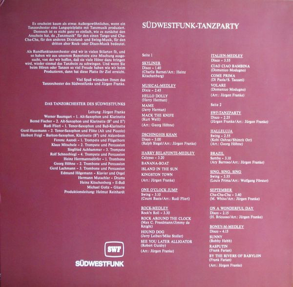 Cover zu Südwestfunk Tanzorchester - Südwestfunk-Tanzparty | 1979 | Vinyl | Pop | Germany