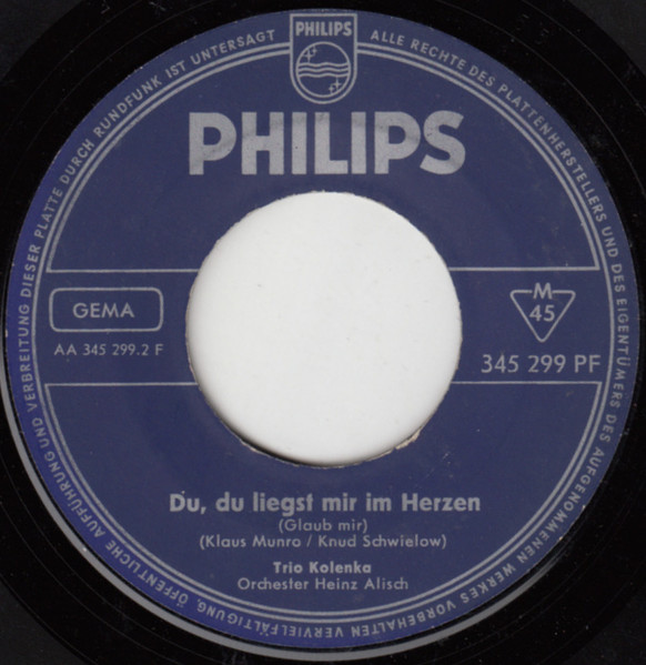 Cover zu Trio Kolenka - Vier Schimmel, Ein Wagen / Du, Du Liegst Mir Im Herzen | 1961 | Vinyl | Pop | Germany Schallplatten Ankauf