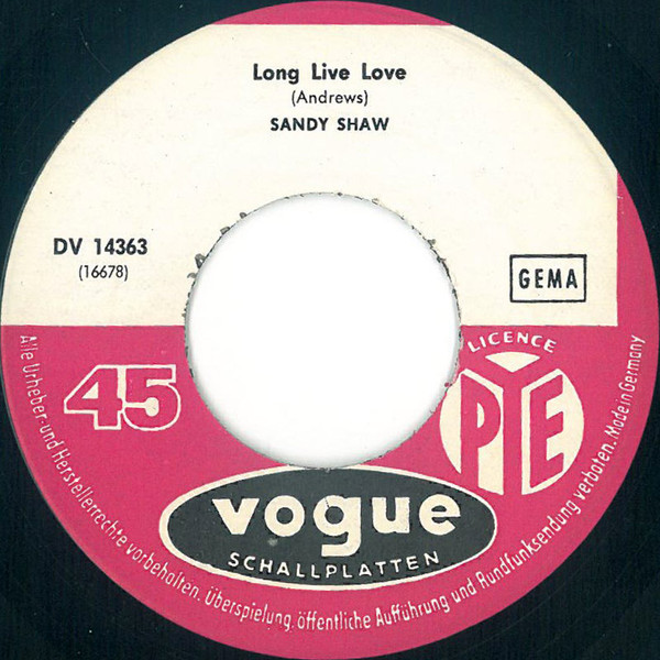 Cover zu Sandie Shaw - Long Live Love | 1965 | Vinyl | Pop | Germany Schallplatten Ankauf