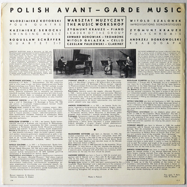 Cover zu Various / Warsztat Muzyczny - Polish Avant-Garde Music | 1970 | Vinyl | Classical | Poland