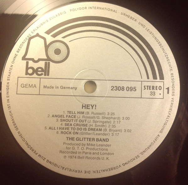 Cover zu The Glitter Band - Hey! | 1974 | Vinyl | Rock | Germany