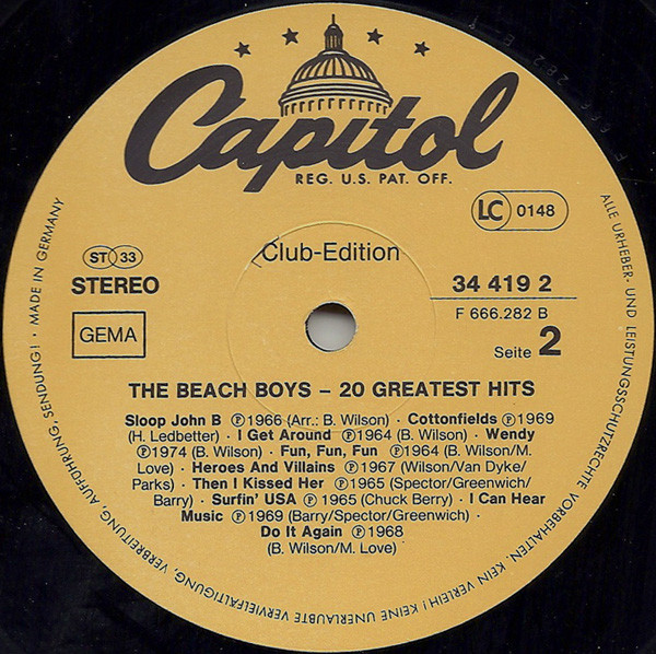 Cover zu The Beach Boys - 20 Greatest Hits | 1978 | Vinyl | Rock | Germany
