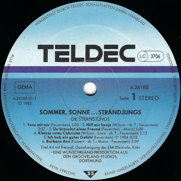 Cover zu Strandjungs - Sommer, Sonne... Strandjungs | 1985 | Vinyl | Electronic, Pop | Germany