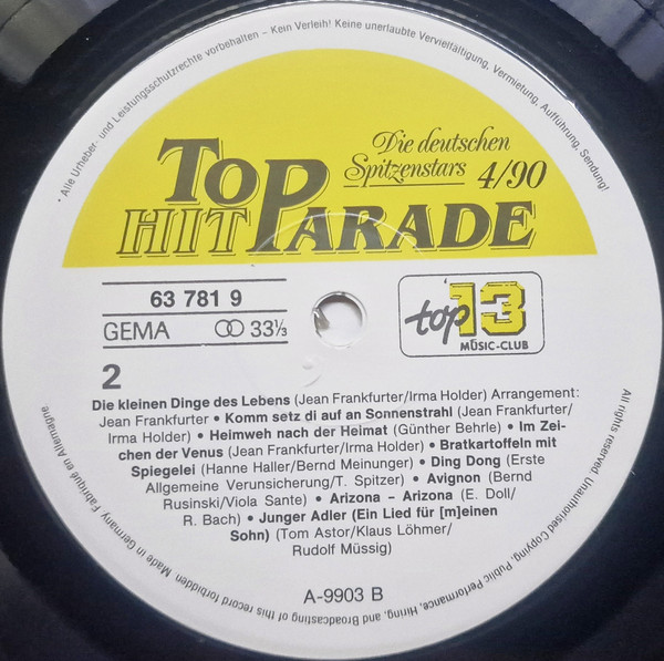 Cover zu Various - Top Hit Parade - Die Deutschen Spitzenstars 4/90 | 1990 | Vinyl | Pop, Folk, World, & Country | Germany Schallplatten Ankauf