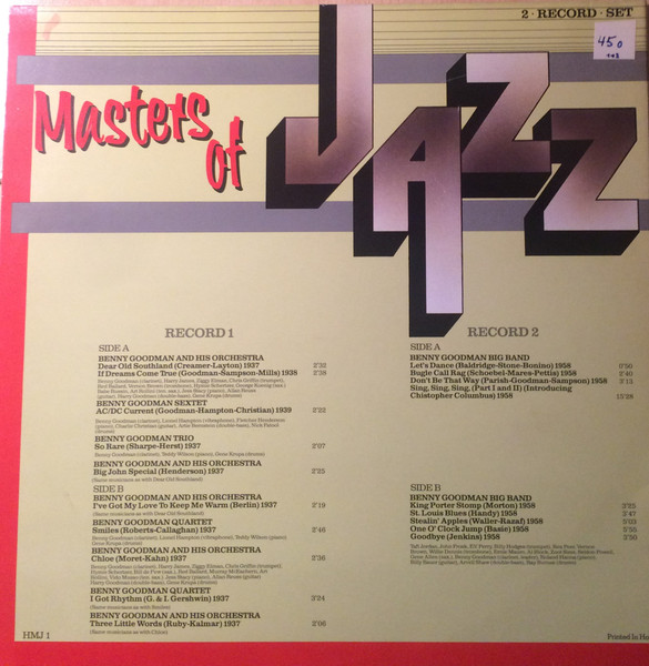 Cover zu Benny Goodman - Masters Of Jazz | Vinyl | Jazz | Italy