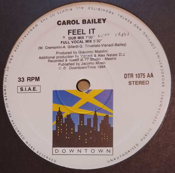 Cover zu Carol Bailey - Feel It | 1994 | Vinyl | Electronic | Italy Schallplatten Ankauf