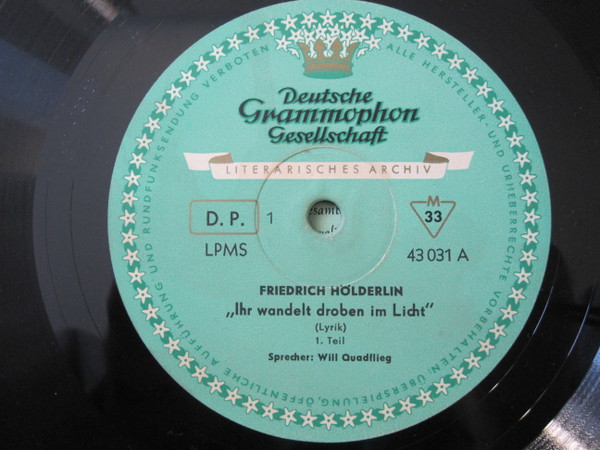 Cover zu Friedrich Hölderlin - Ihr Wandelt Droben Im Licht (Lyrik) | Vinyl, LP | Non-Music | Germany