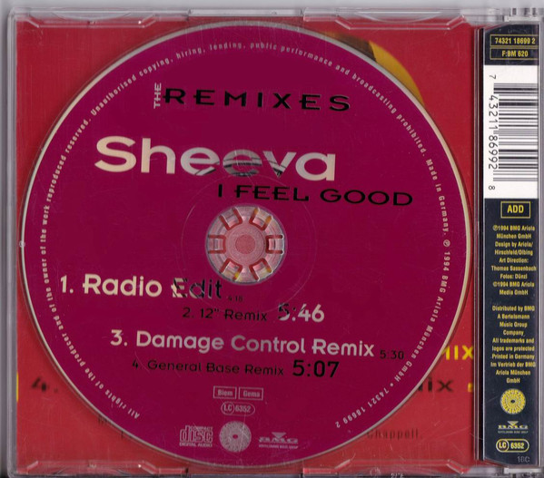 Cover zu Sheeva - I Feel Good (The Remixes) | 1994 | Vinyl | Electronic | Europe Schallplatten Ankauf
